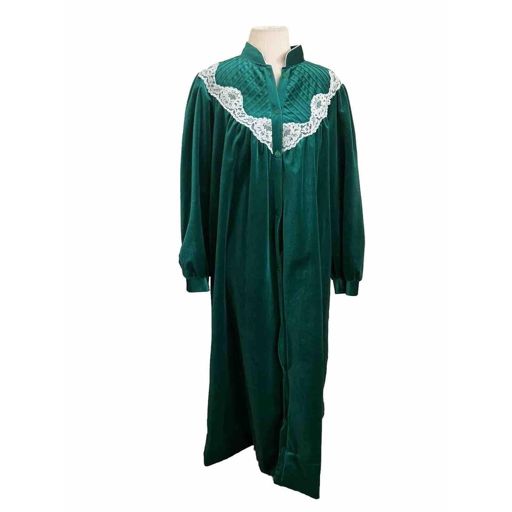 VTG  Cachet Sears Robe Sz L Green Maxi Cottagecore Whimsigoth Y2k VTG Grannycore